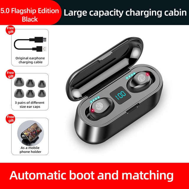 Bluetooth V5.0 Earphone Wireless Earphones Stereo Sport Wireless Headphones 2000 mAh Power For