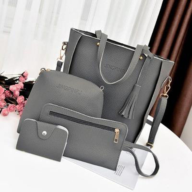 Female Composite Bags  Women Messenger Bags Handbag Set PU Leather Wallets Key Bag Set