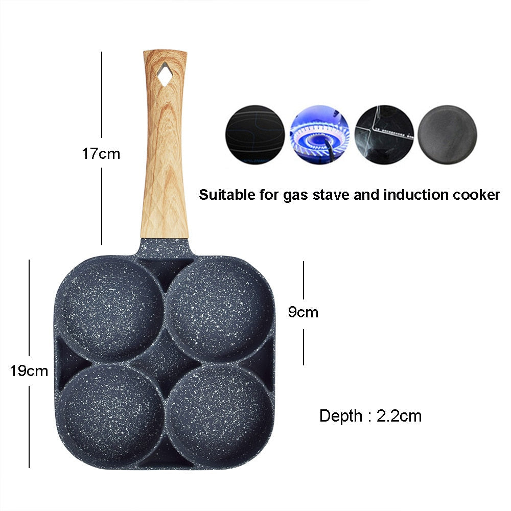 4-Hole 2-Hole Frying Pot Pan Thickened Omelet Pan Non-stick Pancake Steak