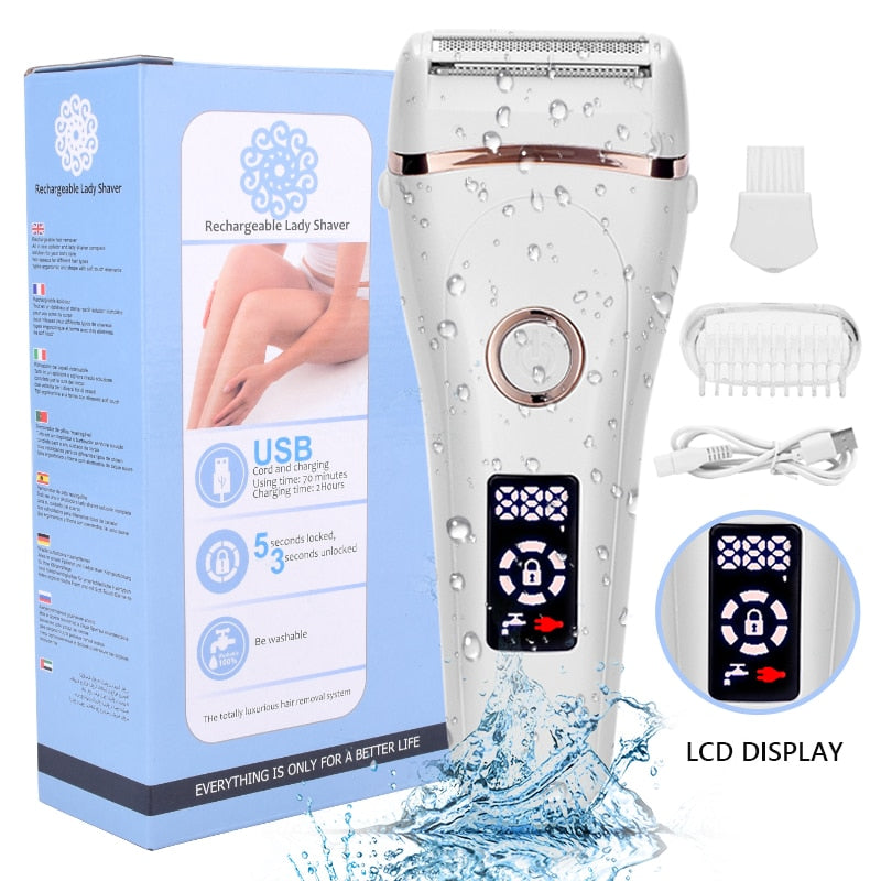 Electric Razor Painless Lady   USB Charging Trimmer For Whole Body Waterproof LCD Display