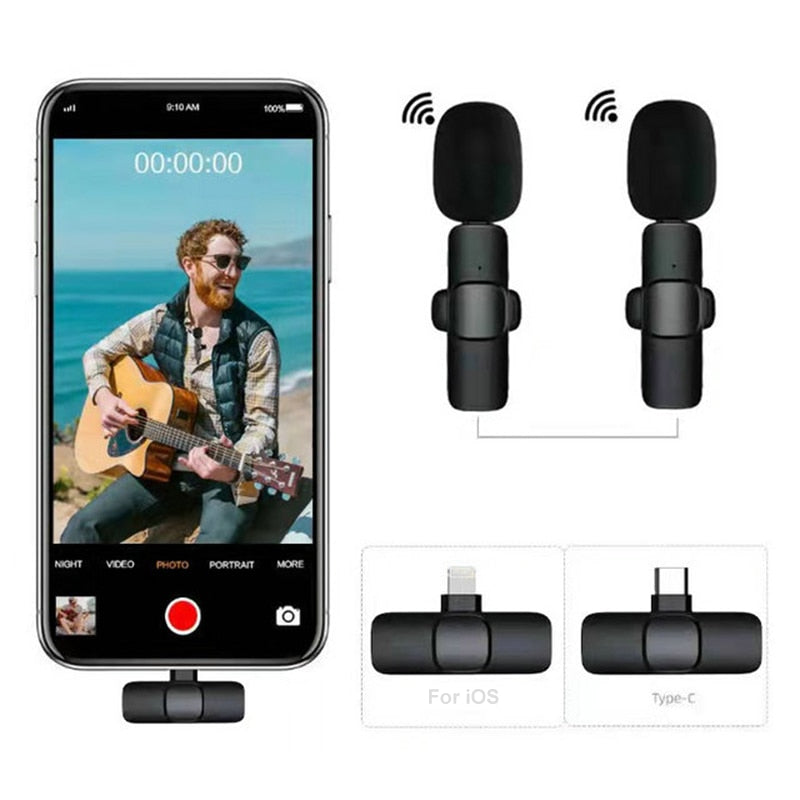 Wireless Lavalier Microphone Broadcast Lapel Microphones Set Short Video Recording Chargeable Handheld