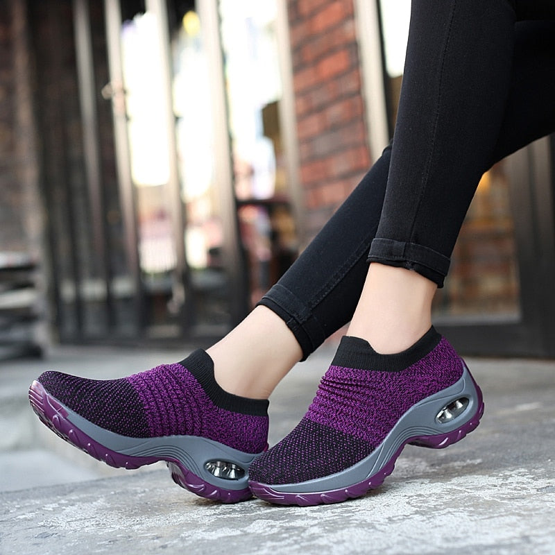 Women Tennis Shoes Air Cushion Increasing Height Walking Shoes Comfortable Breathable Casual Footwears